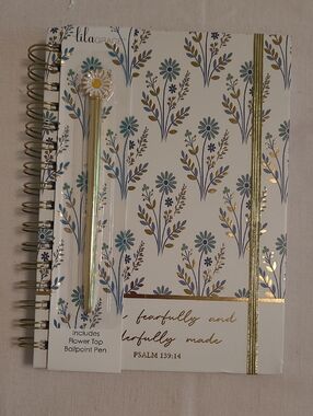 Lila Grace Floral Notebook with Blue and Gold Motif
